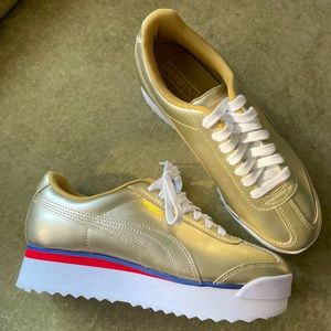 Puma Gold Roma Amor Mix Metal Platform Sneakers sz 8 never worn